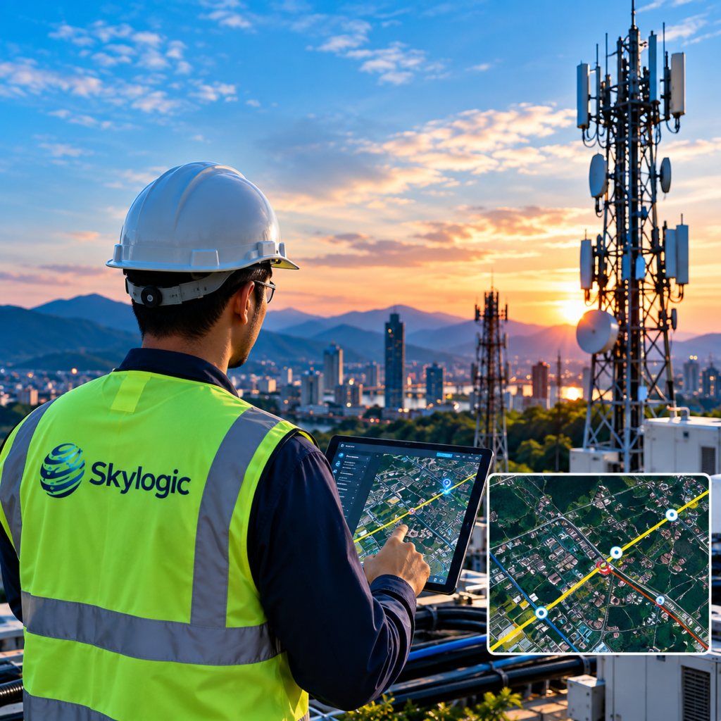 Telecom Engineer at Sunset Overlooking City